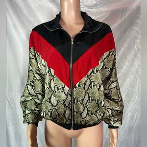 Missguided Snake Print Chevron Stripe Windbreaker Jacket